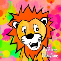 Lion Splash Art Cartoon Square Christmas Card
