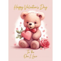 Valentines Day Card for One I Love (Cuddly Bear, Design 4)