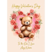 Personalised Valentines Day Card for One I Love (Cuddly Bear, Design 2)