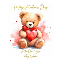 Personalised Valentines Day Card for One I Love (Cuddly Bear, Design 3)