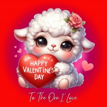 Valentines Day Square Card for One I Love (Sheep)
