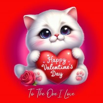 Valentines Day Square Card for One I Love (Cat Kitten)