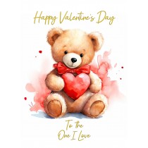 Valentines Day Card for One I Love (Cuddly Bear, Design 3)