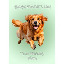 Golden Retriever Dog Mothers Day Card For Mam