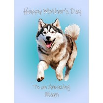 Husky Dog Mothers Day Card For Mam