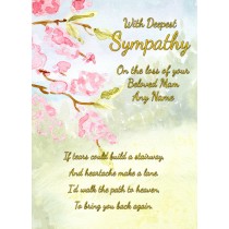 Personalised Sympathy Bereavement Card (With Deepest Sympathy, Beloved Mam)