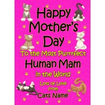Personalised From The Cat Mothers Day Card (Cerise, Purrrfect Human Mam)