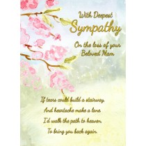Sympathy Bereavement Card (With Deepest Sympathy, Beloved Mam)