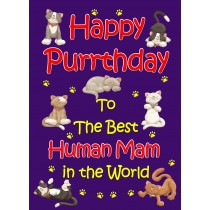 From The Cat Birthday Card (Purple, Human Mam, Happy Purrthday)