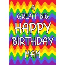 Happy Birthday 'Mam' Greeting Card (Rainbow)