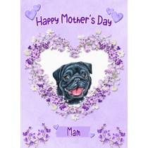 Pug Dog Mothers Day Card (Happy Mothers, Mam)