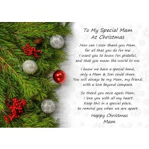 Christmas Verse Poem Greeting Card (Special Mam, from Son, Fir)