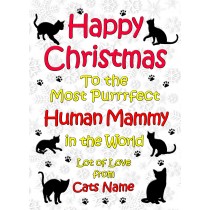Personalised From The Cat Christmas Card (Human Mammy, White)