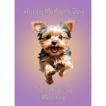 Yorkshire Terrier Dog Mothers Day Card For Mammy