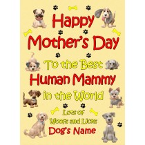 Personalised From The Dog Happy Mothers Day Card (Yellow, Human Mammy)