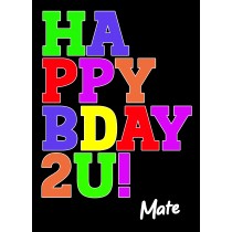 Birthday Card For Mate (Bday, Black)