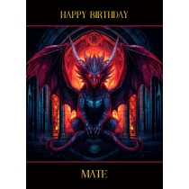 Gothic Fantasy Dragon Birthday Card For Mate (Design 3)