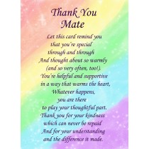 Thank You 'Mate' Poem Verse Greeting Card