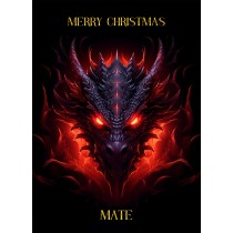 Gothic Fantasy Dragon Christmas Card For Mate (Design 1)