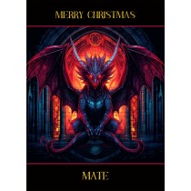 Gothic Fantasy Dragon Christmas Card For Mate (Design 3)