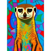 Meerkat Animal Colourful Abstract Art Blank Greeting Card