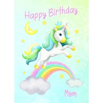 Birthday Card For Mom (Unicorn, Green)