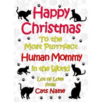 Personalised From The Cat Christmas Card (Human Mommy, White)