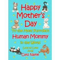 Personalised From The Cat Mothers Day Card (Turquoise, Purrrfect Human Mommy)