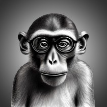 Monkey Funny Black and White Art Blank Card (Spexy Beast)