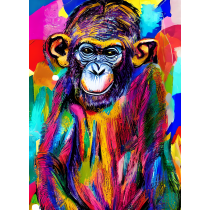 Monkey Chimpanzee Animal Colourful Abstract Art Blank Greeting Card