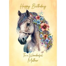 Horse Art Birthday Card For Mother (Design 1)