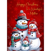 Christmas Card For Mother (Snowman, Design 10)