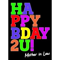 Birthday Card For Mother in Law (Bday, Black)