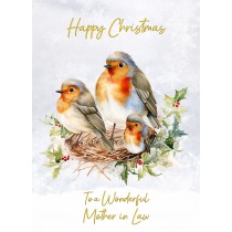 Christmas Card For Mother in Law (Robin Family Art)
