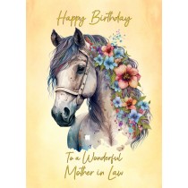 Horse Art Birthday Card For Mother in Law (Design 1)