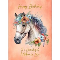Horse Art Birthday Card For Mother in Law (Design 2)