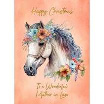 Horse Art Christmas Card For Mother in Law (Design 2)