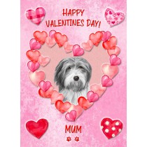 Bearded Collie Dog Valentines Day Card (Happy Valentines, Mum)