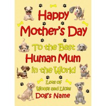 Personalised From The Dog Happy Mothers Day Card (Yellow, Human Mum)