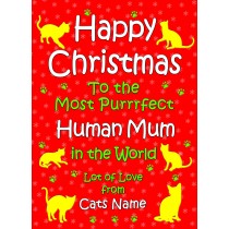 Personalised From The Cat Christmas Card (Human Mum, Red)