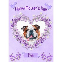 Bulldog Dog Mothers Day Card (Happy Mothers, Mum)