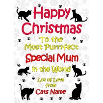 Personalised From The Cat Christmas Card (Special Mum, White)