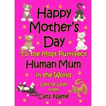 Personalised From The Cat Mothers Day Card (Cerise, Purrrfect Human Mum)