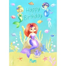 Birthday Card For Mum (Mermaid, Blue)