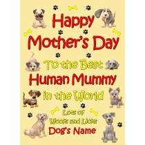 Personalised From The Dog Happy Mothers Day Card (Yellow, Human Mummy)