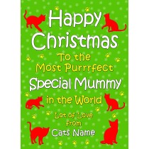 Personalised From The Cat Christmas Card (Special Mummy, Green)