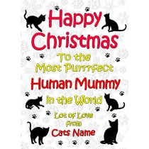 Personalised From The Cat Christmas Card (Human Mummy, White)