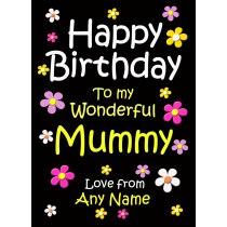 Personalised Mummy Birthday Card (Black)