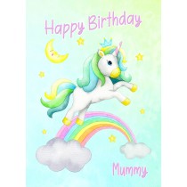 Birthday Card For Mummy (Unicorn, Green)