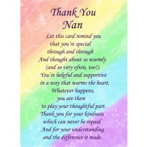 Thank You Nan Poem Verse Greeting Card